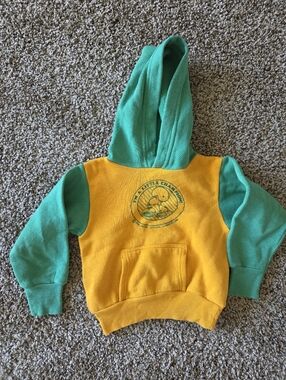 Champion Snoopy Kids Hoodie in Yellow and Teal Green